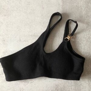 River Island Asymmetrical Double Strap One Shoulder Bikini Black Size 4